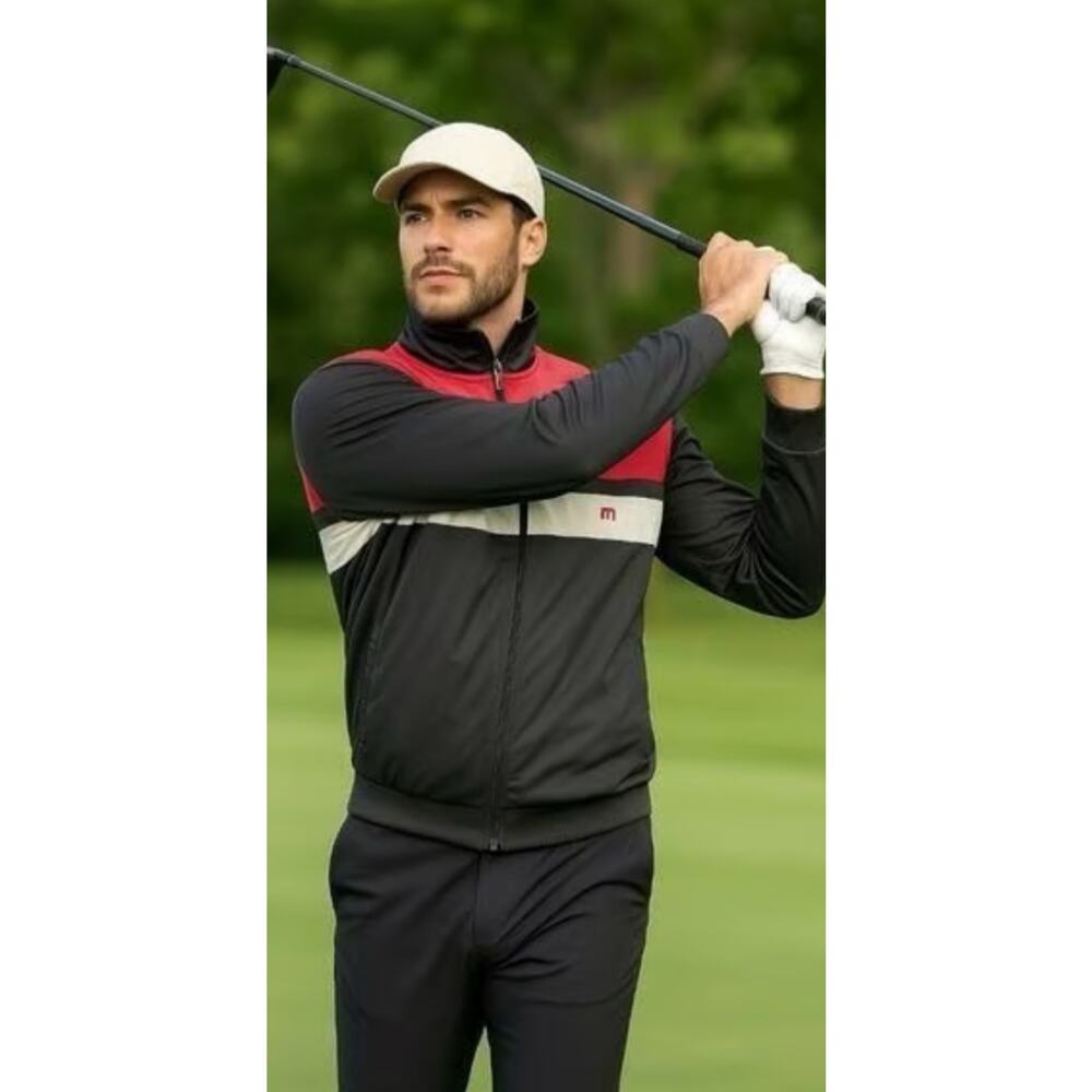 Travis Mathew Full Zip Colorblok Hartigan‎ Jacket Black Size Medium